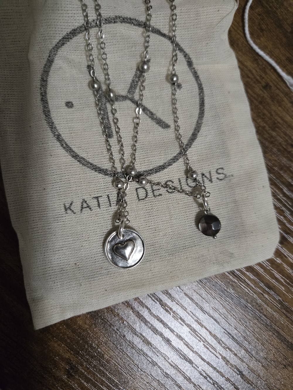 KATIE DESIGNS Double Silver Pendant Necklace Set - Silver - Picture 2 of 4